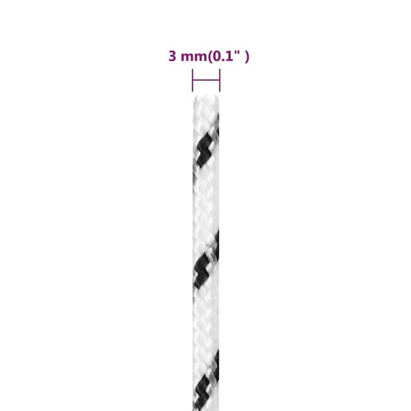 vidaXL Punottu veneköysi valkoinen 3 mm x 50 m polyesteri