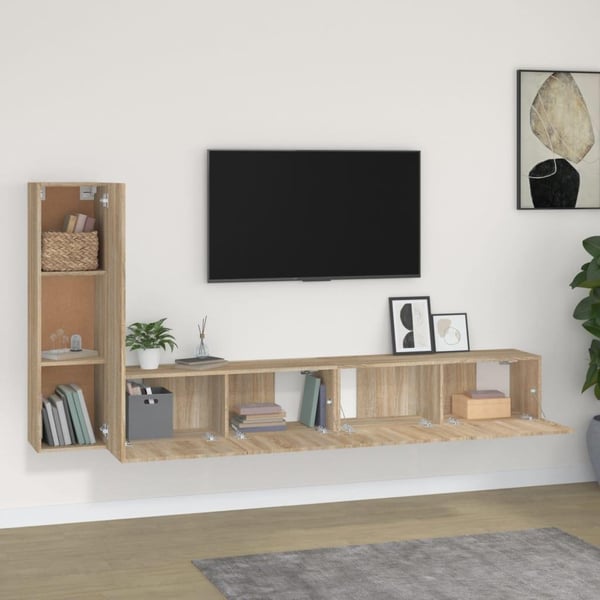 vidaXL TV-skapsett 3 deler sonoma eik konstruert tre