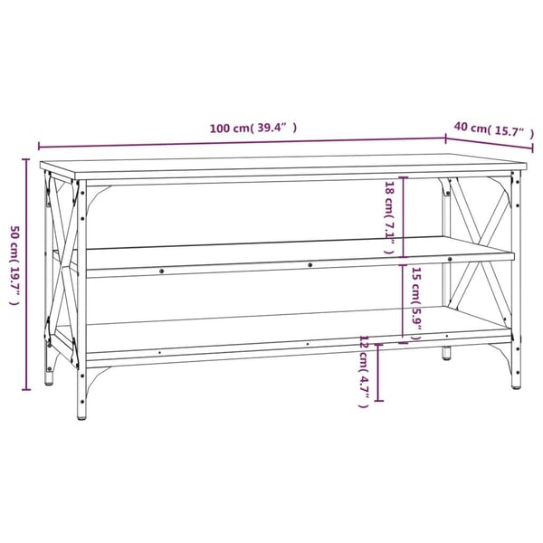 vidaXL TV-benk brun eik 100x40x50 cm konstruert tre