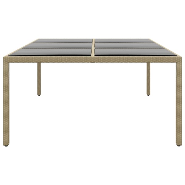 vidaXL Puutarhapöytä 200x150x75 cm karkaistu lasi/polyrottinki beige
