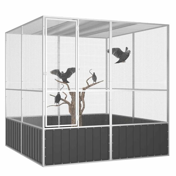 vidaXL fuglebur 213,5x217,5x211,5 cm galvaniseret stål antracitgrå