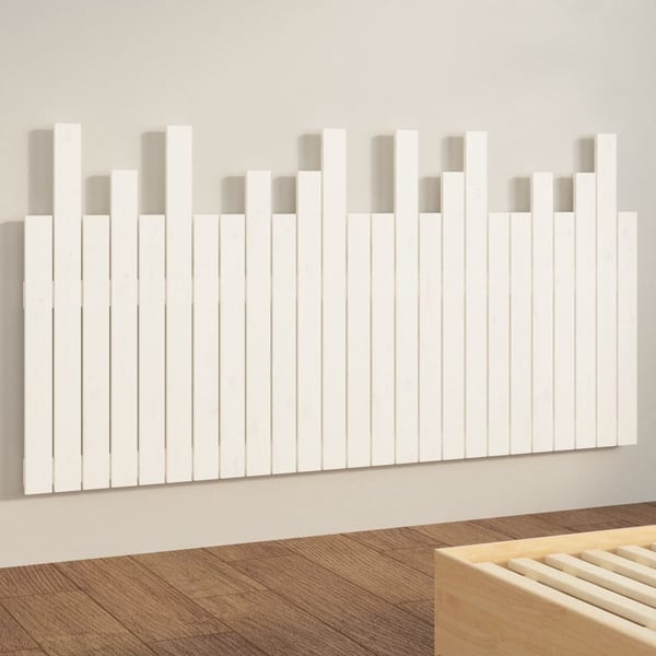 vidaXL Veggmontert sengegavl hvit 159,5x3x80 cm heltre furu