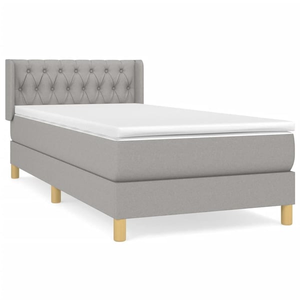 vidaXL kontinentalseng med madras 90x190 cm stof lysegrå
