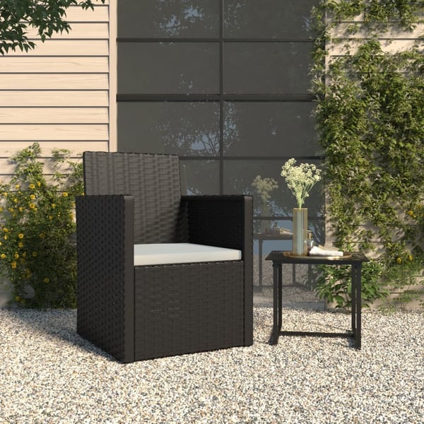 vidaXL havestol med hynde polyrattan sort