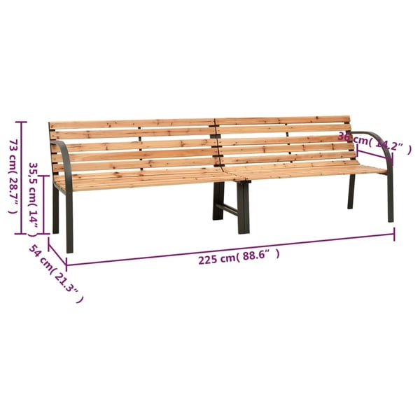 vidaXL Dubbelbänk 225 cm massivt granträ