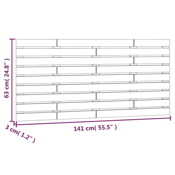 vidaXL Veggmontert hodegavl 141x3x63 cm heltre furu