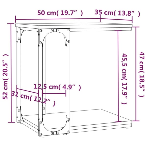 vidaXL Sidebord grå sonoma 50x35x52 cm konstruert tre