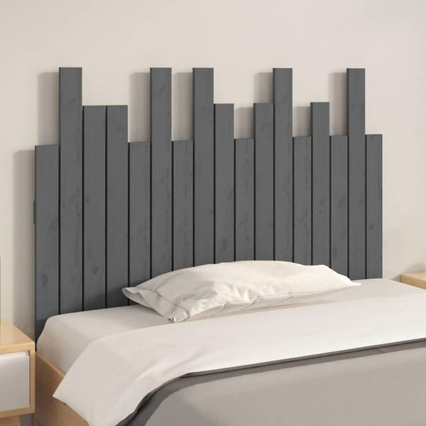vidaXL Veggmontert hodegavl grå 108x3x80 cm heltre furu