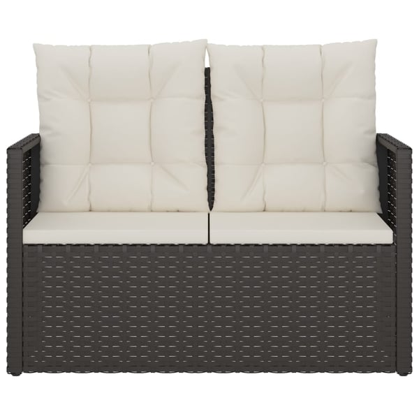 vidaXL havebænk med hynder 105 cm polyrattan sort