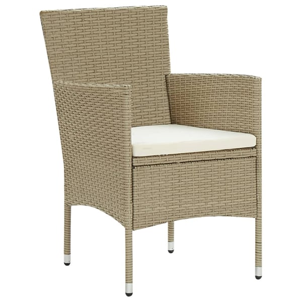 vidaXL spisebordssæt til haven 11 dele polyrattan beige