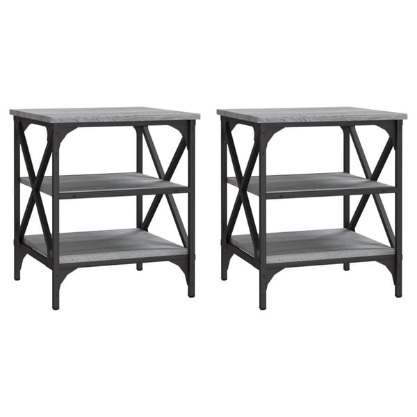 vidaXL sideborde 2 stk. 40x42x50 cm konstrueret træ grå sonoma-eg