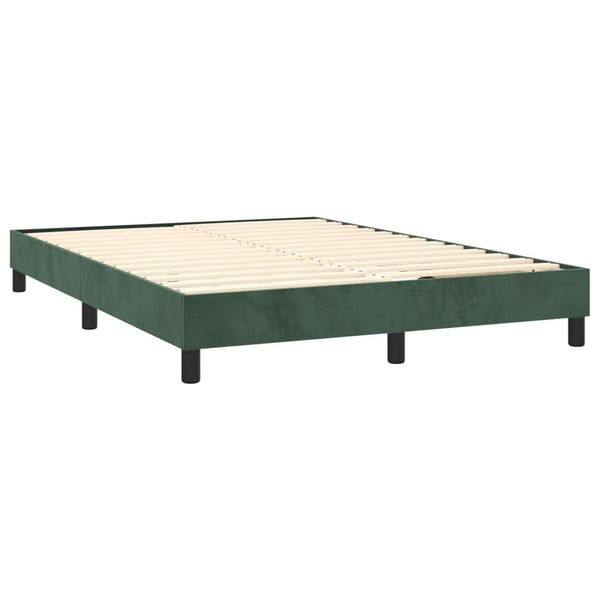 vidaXL kontinentalseng med madras 140x190 cm fløjl mørkegrøn