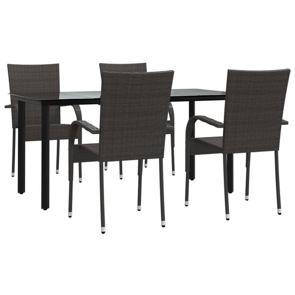 vidaXL Hagespisegruppe 5 deler polyrotting brun