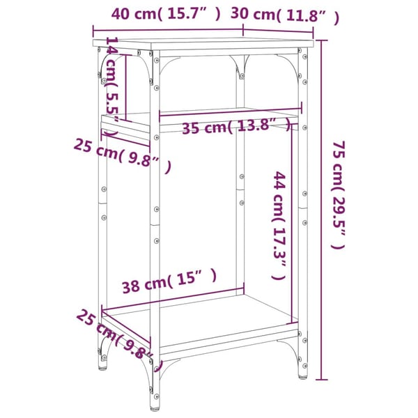 vidaXL Sidebord grå sonoma 40x30x75 cm konstruert tre