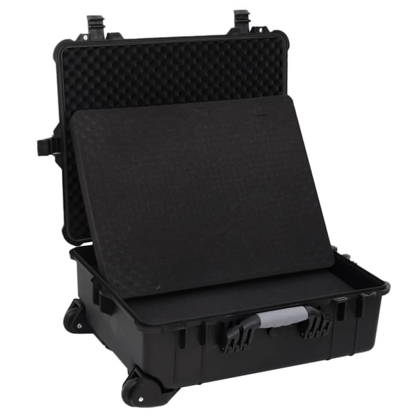 vidaXL Flykasse med hjul svart 63x50x23 cm PP