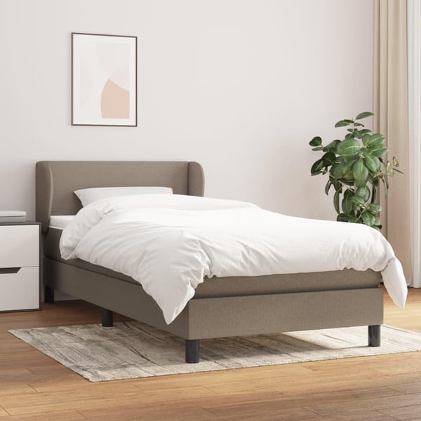vidaXL kontinentalseng med madras 90x190 cm stof gråbrun