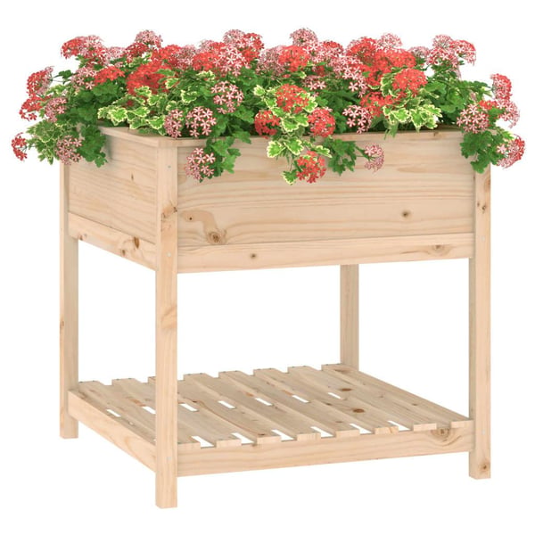 vidaXL Plantekasse med hylle 82,5x82,5x81 cm heltre furu