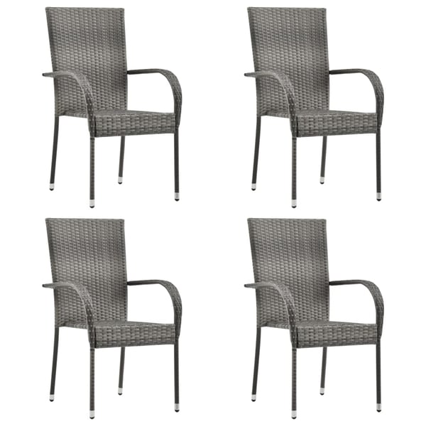 vidaXL spisebordssæt til haven 5 dele polyrattan grå