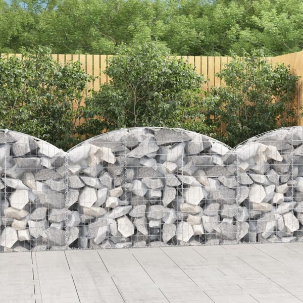vidaXL buet gabionkurv 150x30x80/100 cm galvaniseret jern