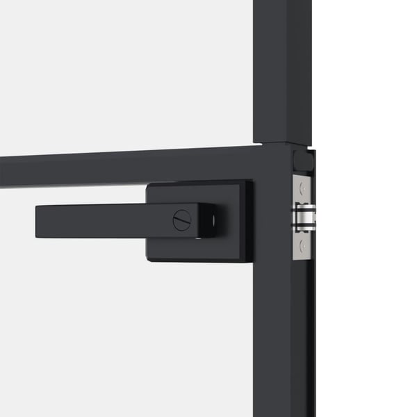vidaXL Innerdør svart 102x201,5 cm herdet glass og aluminium slank