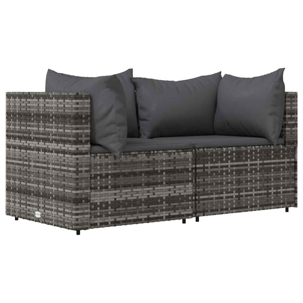 vidaXL loungesæt til haven 3 dele med hynder polyrattan grå