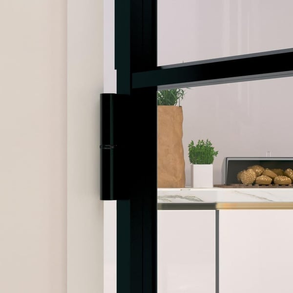vidaXL Innerdør svart 93x201,5 cm herdet glass og aluminium slank