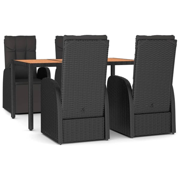 vidaXL spisebordssæt til haven 5 dele polyrattan og akacietræ sort