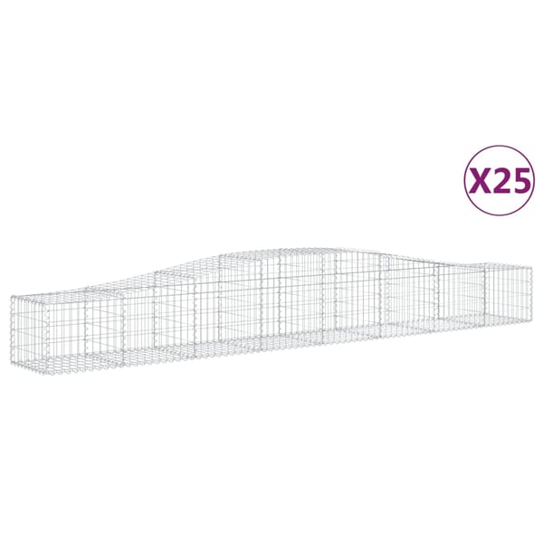 vidaXL Gabionkurver buede 25 stk 400x50x40/60 cm galvanisert jern