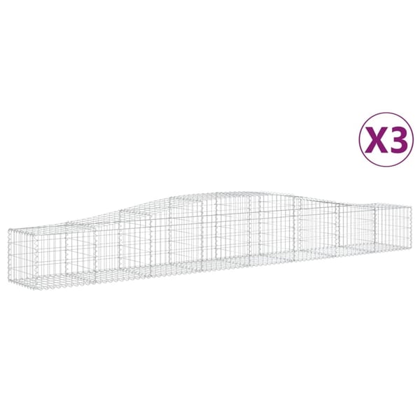 vidaXL Gabionkurver buede 3 stk 400x50x40/60 cm galvanisert jern