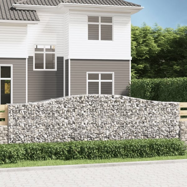 vidaXL buede gabionkurve 2 stk. 400x50x120/140 cm galvaniseret jern