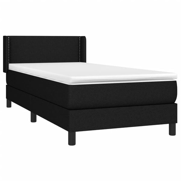 vidaXL Ramsäng med madrass svart 90x200 cm tyg
