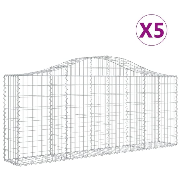 vidaXL Gabionkurver buede 5 stk 200x30x80/100 cm galvanisert jern