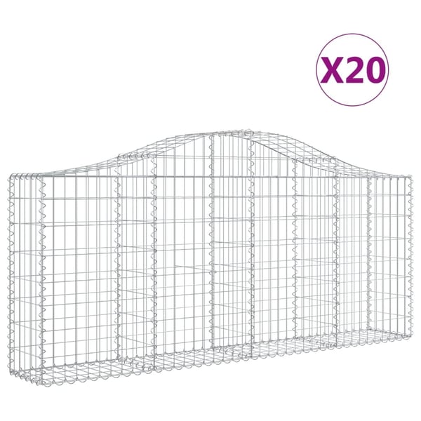 vidaXL Gabionkurver buede 20 stk 200x30x80/100 cm galvanisert jern
