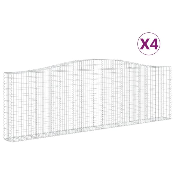 vidaXL buede gabionkurve 4 stk. 400x30x120/140 cm galvaniseret jern