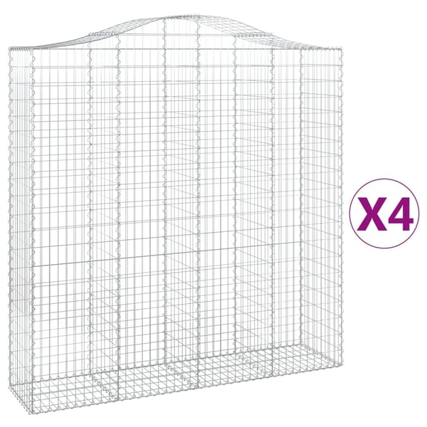 vidaXL Gabionkurver buede 4 stk 200x50x200/220 cm galvanisert jern