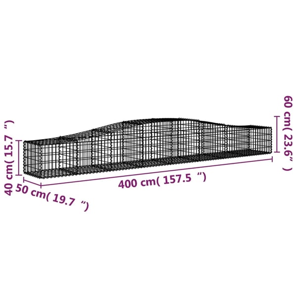 vidaXL Gabionkurver buede 7 stk 400x50x40/60 cm galvanisert jern