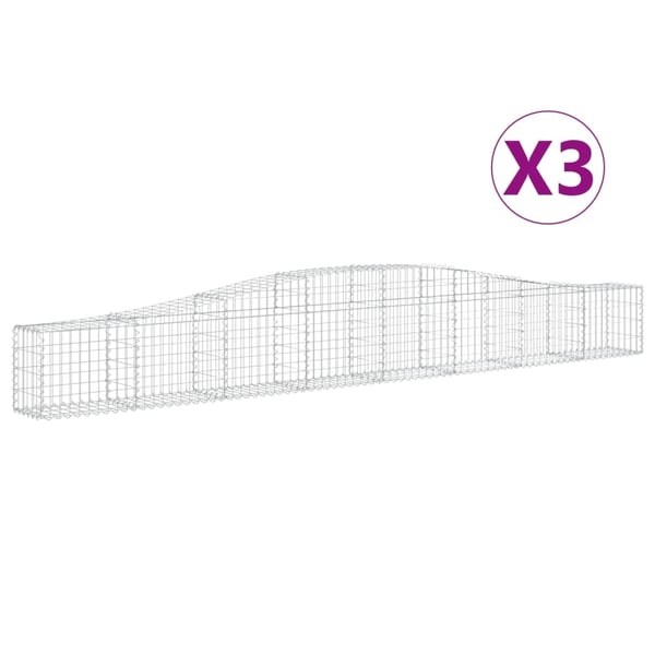 vidaXL Gabionkurver buede 3 stk 400x30x40/60 cm galvanisert jern