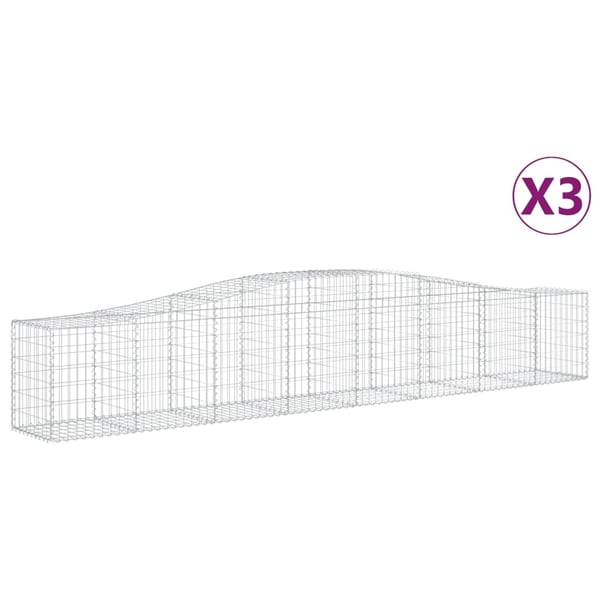 vidaXL Gabionkurver buede 3 stk 400x50x60/80 cm galvanisert jern