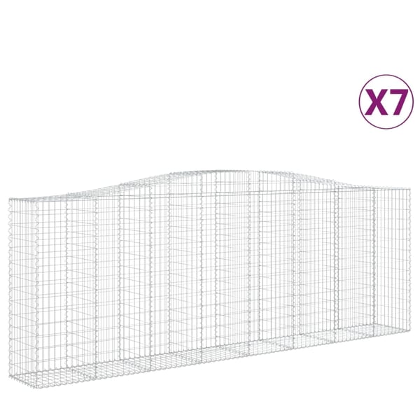 vidaXL Gabionkurver buede 7 stk 400x50x140/160 cm galvanisert jern