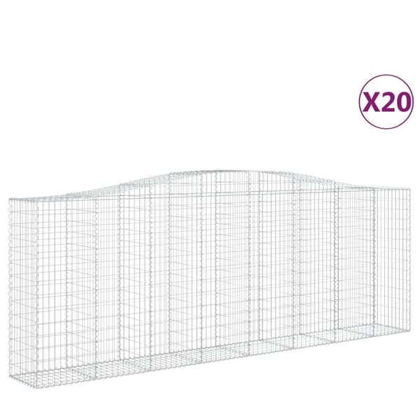 vidaXL buede gabionkurve 20 stk. 400x50x140/160 cm galvaniseret jern