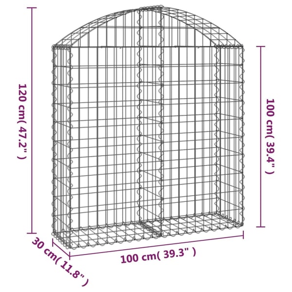 vidaXL Gabionkurv buet 100x30x100/120 cm galvanisert jern