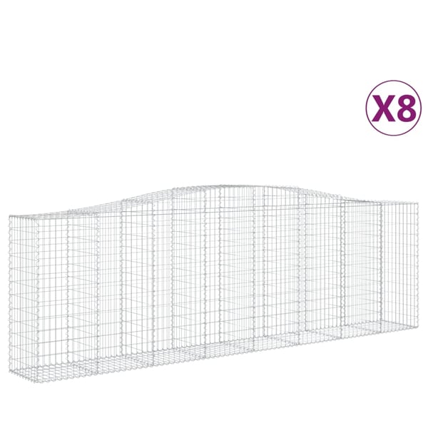vidaXL Gabionkurver buede 8 stk 400x50x120/140 cm galvanisert jern