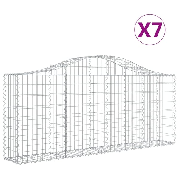 vidaXL Gabionkurver buede 7 stk 200x30x80/100 cm galvanisert jern