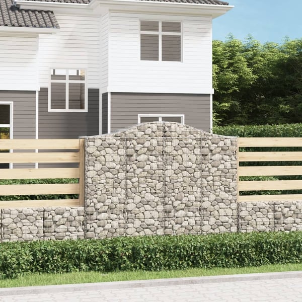 vidaXL buede gabionkurve 18 stk. 200x50x160/180 cm galvaniseret jern