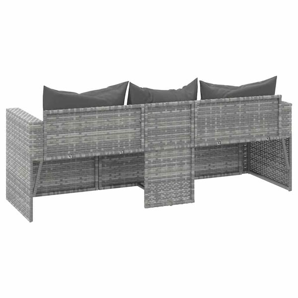 vidaXL 3-personers havesofa med hynder polyrattan grå