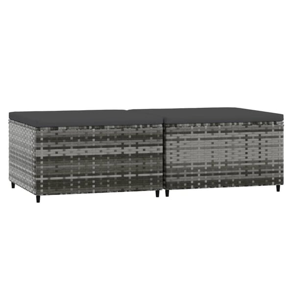 vidaXL fodskamler til have 2 stk. med hynder polyrattan grå