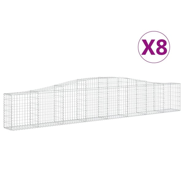 vidaXL Gabionkurver buede 8 stk 400x30x60/80 cm galvanisert jern