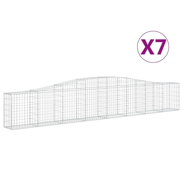 vidaXL Gabionkurver buede 7 stk 400x30x60/80 cm galvanisert jern