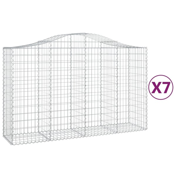 vidaXL Gabionkurver buede 7 stk 200x50x120/140 cm galvanisert jern