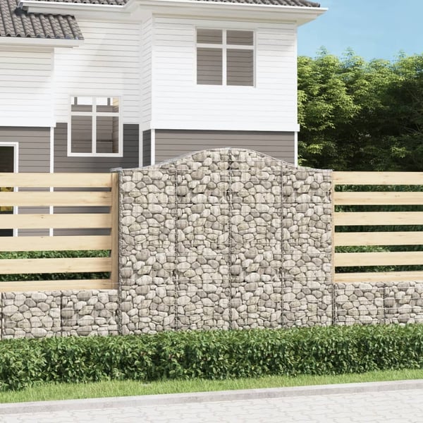vidaXL buet gabionkurv 200x50x180/200 cm galvaniseret jern